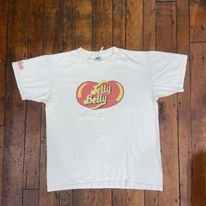 Vintage Jelly Belly Experience The Fun‎ T-Shirt Men's Large White Thrashed Candy